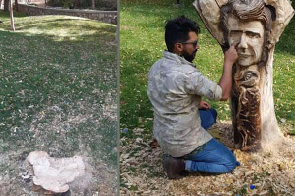 تندیس چوبی محمدرضا شجریان در پارک مشهد قطع شد